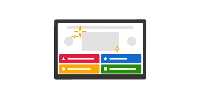 illustration d'un cran de tablette avec un quiz Kahoot! et les 4 couleurs de la marque.