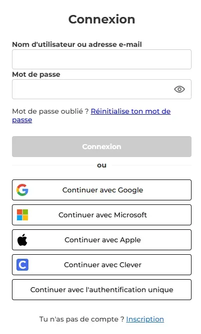 Visuel de connexion via SS