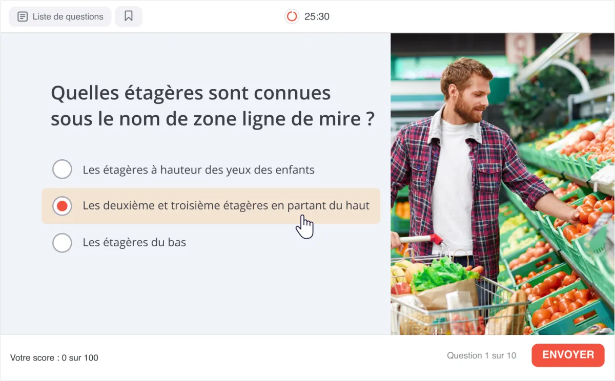 Image d'une capture d'écran d'un quiz sur iSpring Suite