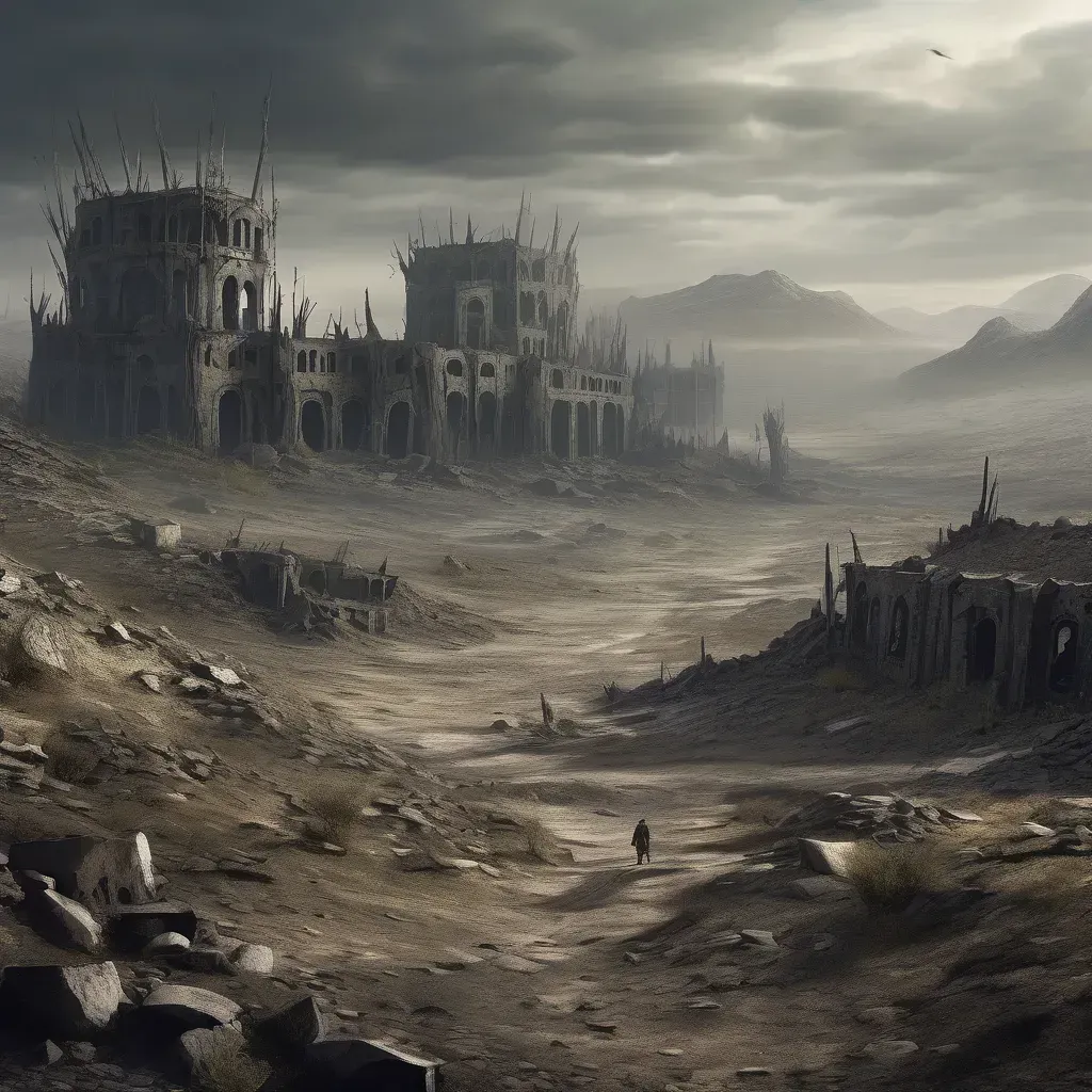 „A Hamuföldek sivár, romokkal borított sivatagos vidéke Ykarus világában, ahol a valaha virágzó ork, troll és goblin civilizáció helyén már csak hamu, köd és elhagyott épületmaradványok állnak.”