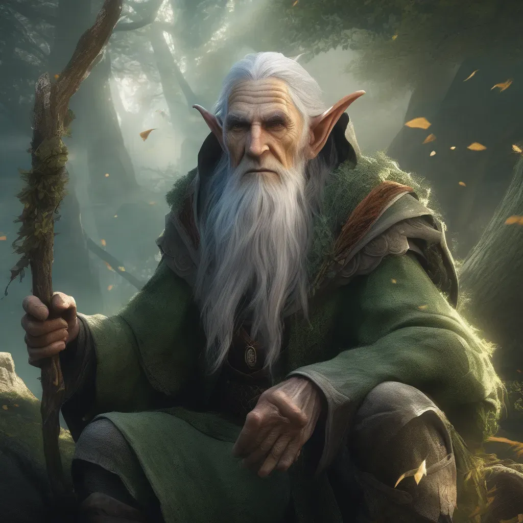 Delsara Milfaren – Sergos gyermeke „Ősöreg, hosszú fehér hajú elf mágus, botra támaszkodva egy erdei tisztáson; Sergos örökbefogadott gyermeke.”