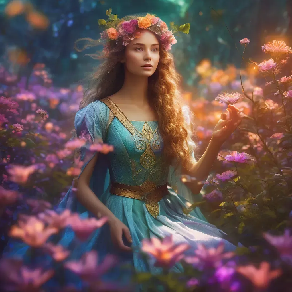 „Nyár istennője virágos mezőn, hosszú hullámos arany hajjal, kék ruhában és virágkoszorúval; a meleg évszak termékenységét és életörömét megtestesítő alak.”