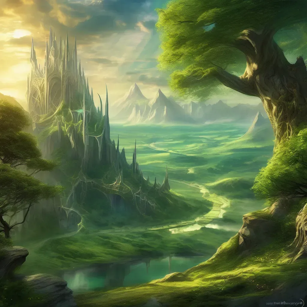 „Elpusztult ősi tünde birodalom Ykarus világában, csúcsos kristálytornyokkal és zöld völgyekkel körülvett mágikus romvárossal.”