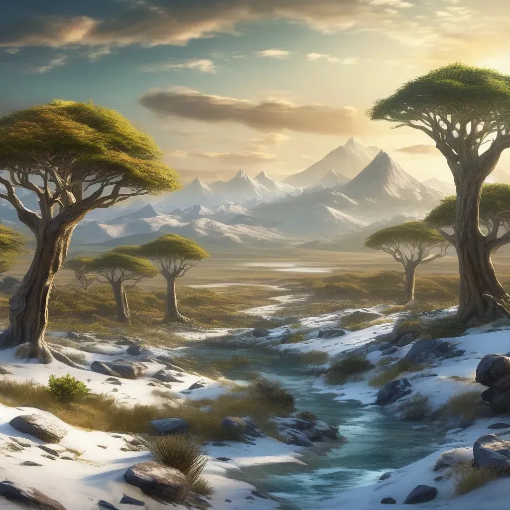 „Az Ismeretlen Földek Ykarus világában – vad, feltérképezetlen terület hóval borított síkságokkal és különös fákkal, amelyet szörnyek és fél-ember törzsek uralnak.”