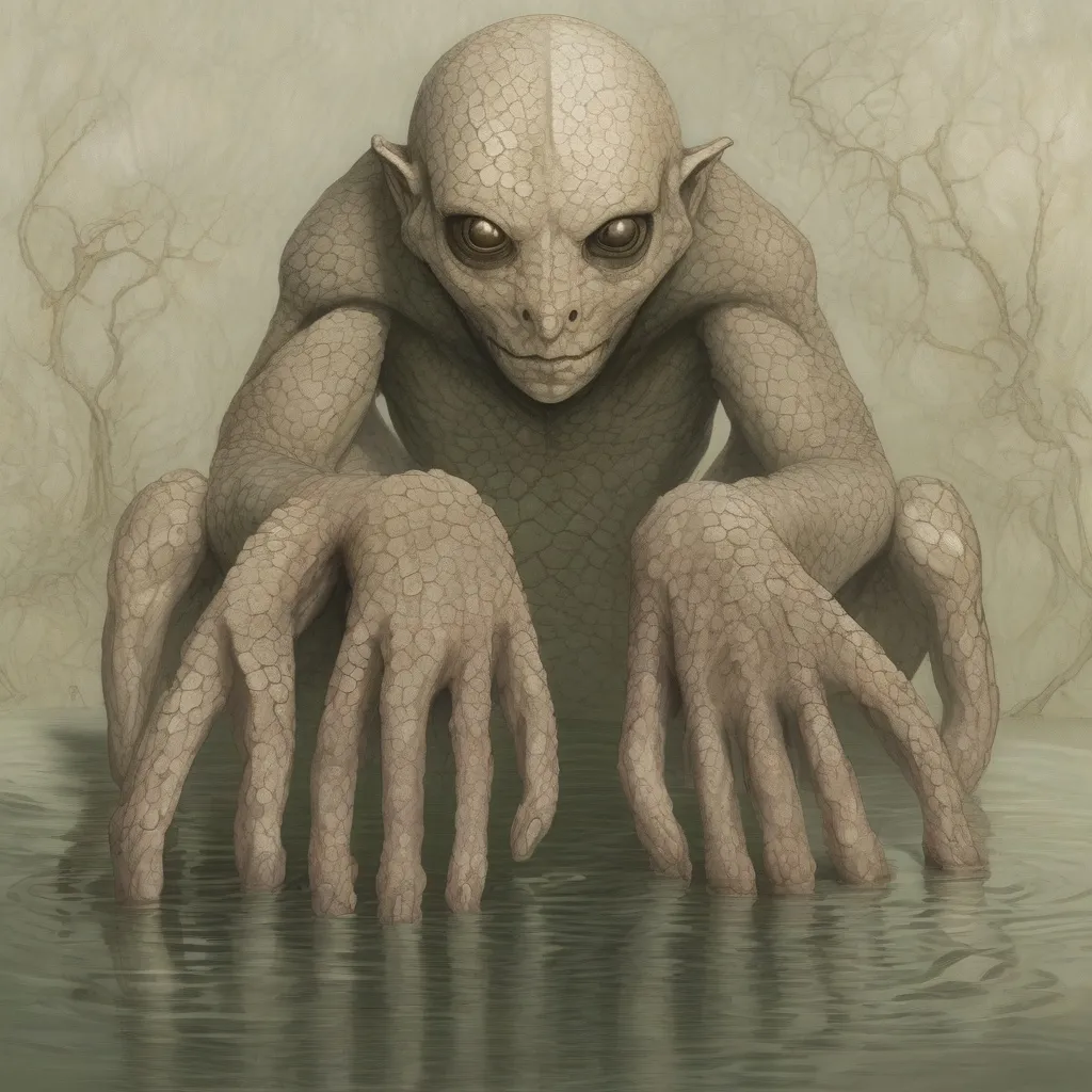 „Alacsony termetű, világos pikkelyű Murloc szolgafaj Ykarus világában, a Nagák alsóbbrendű, vízi szolgálói.”