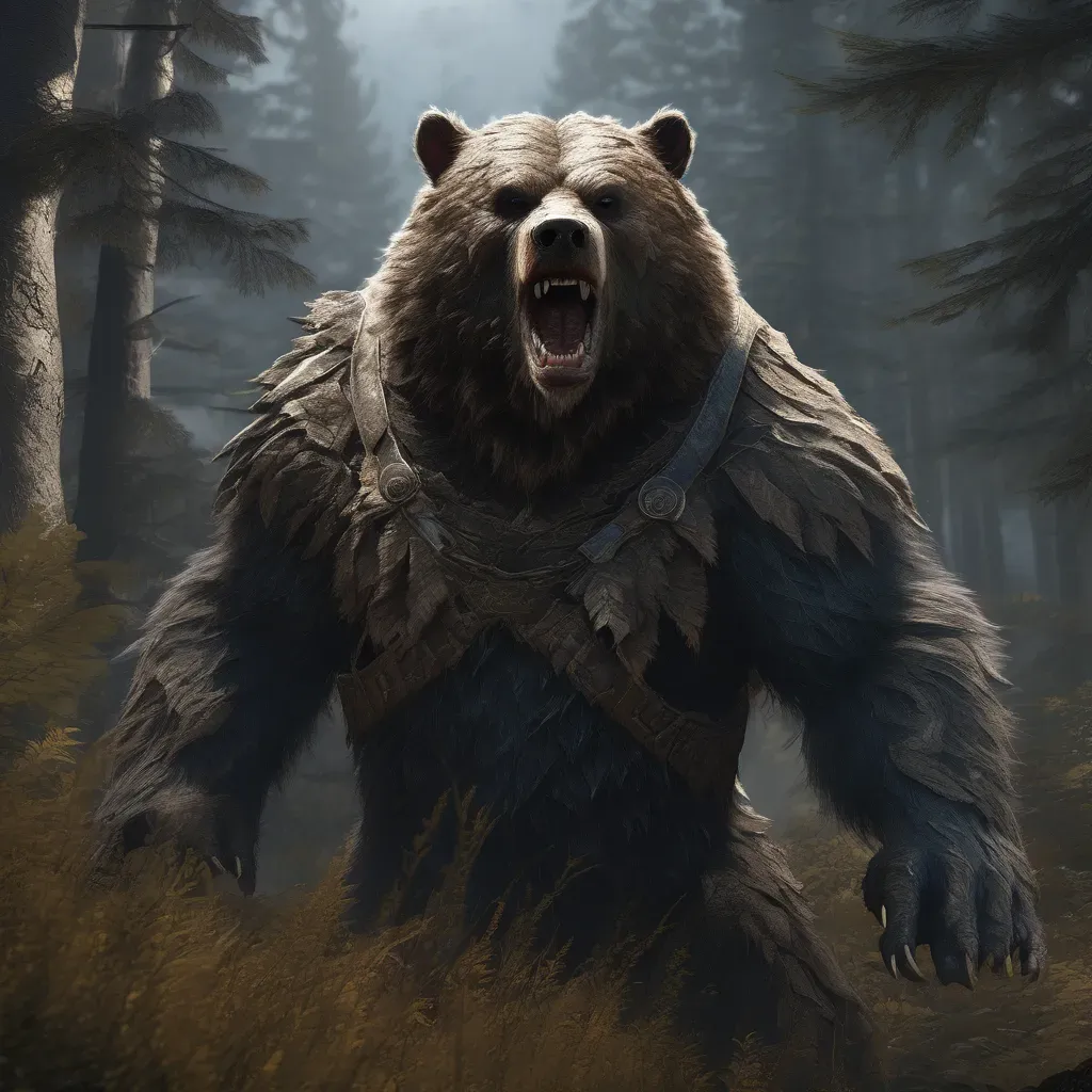 „Medve-ember alakváltó Ykarus világában, hatalmas harci medveformát öltött törzsi harcos a ködös erdők mélyén, Nyugalom Öblének vad régiójában.”