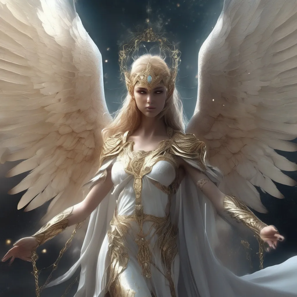 „Sugárzó, arany páncélos szárnyas angyal Ykarus világában, Eyja gyermeke és a sötétség elleni égi harcos.”