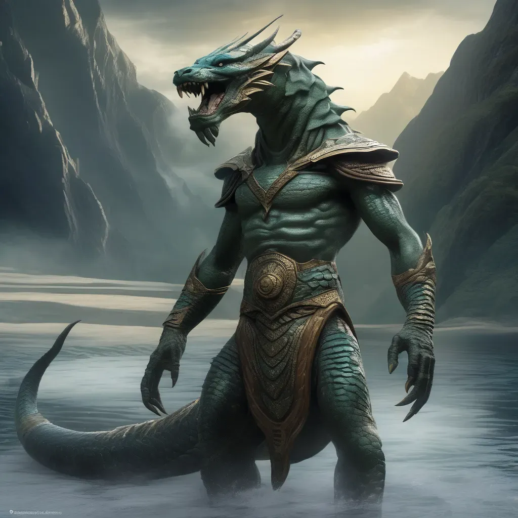 „Páncélozott testű, hüllőszerű Naga harcos Ykarus világában, a víz alatti birodalom ősi mágikus fajaként.”