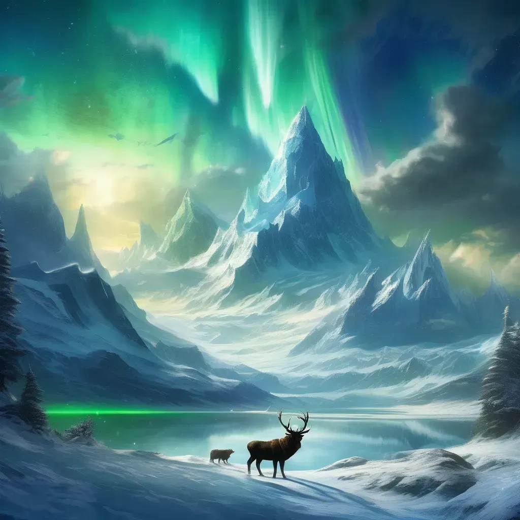 „A Jeges síkságok az Ykarus világának északi részén – fagyos, zord táj aurórával megvilágított hegyekkel, ahol csak a legerősebb élőlények képesek túlélni.”