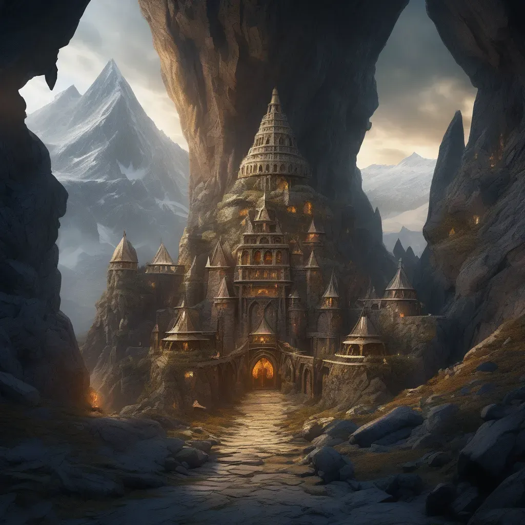 „Az Arany Csúcsok hegysége az Ykarus világában – hatalmas hegyvonulat törp erődvárosokkal és kőbe vájt királyi építményekkel, Kharrum-Azzan legendás törp királyságának otthona.”