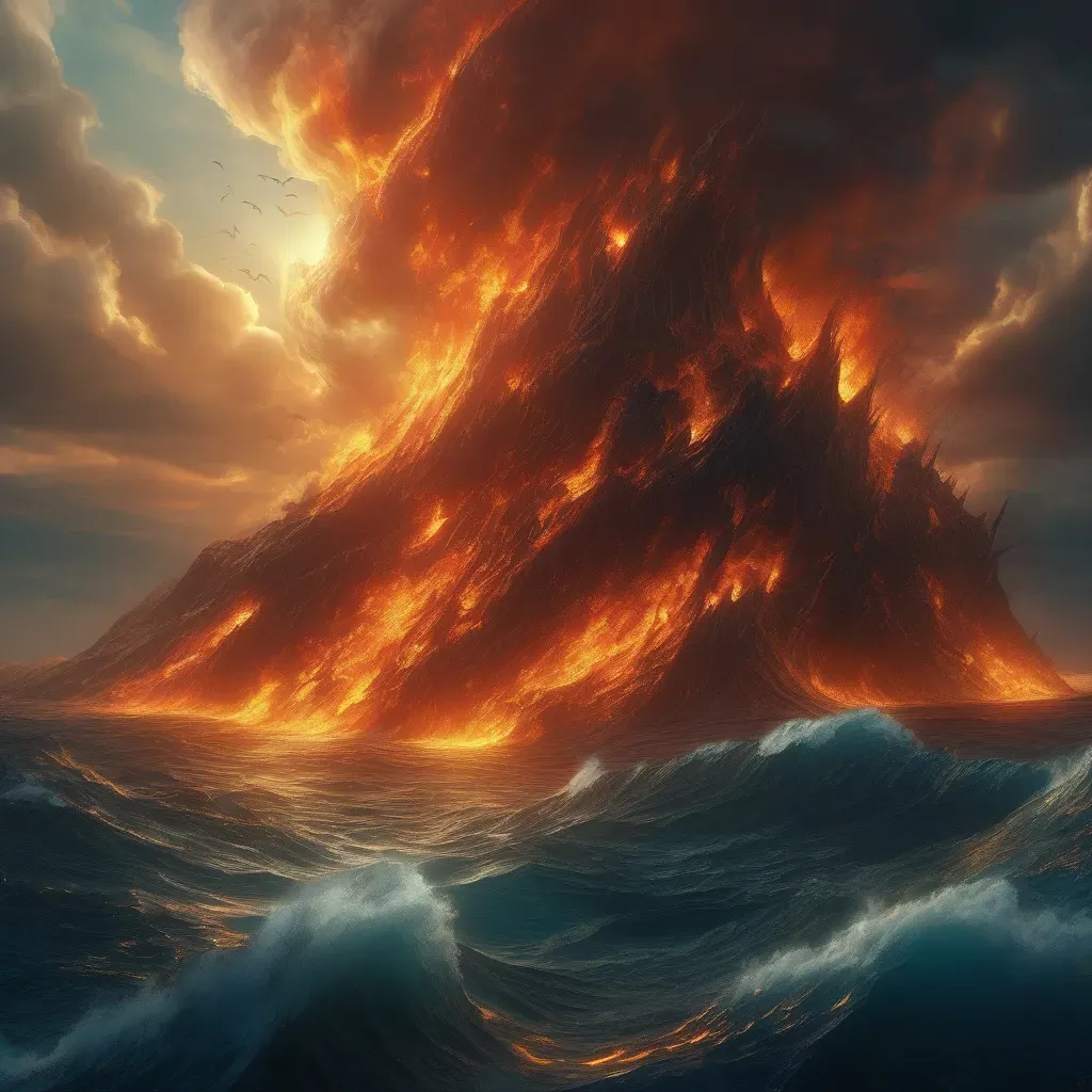 „A Lángok Óceánja Ykarus világában Ignivart ölelő, forrongó és gőzbe burkolózó víztér. A lángoló ég és a vulkanikus horizont a tűz kontinensének elementáris erejét tükrözi.”