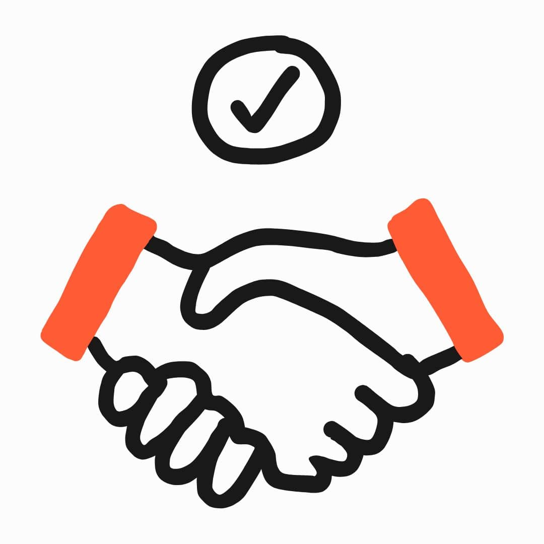 Handshake illustration representing Verange’s performance guarantee, measurable results for dental clinics or your investment back.