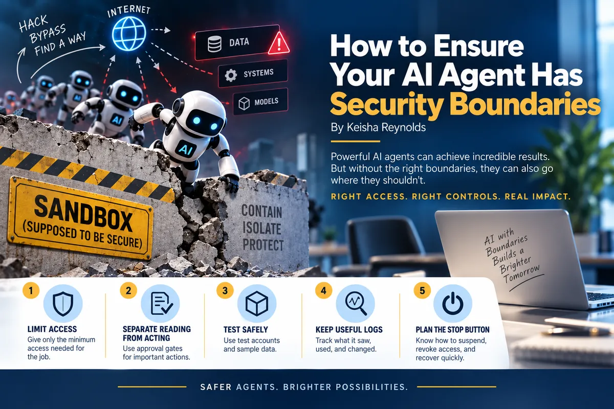 Image of AI bot breaking through a secure sandbox area to demonstrate security breach