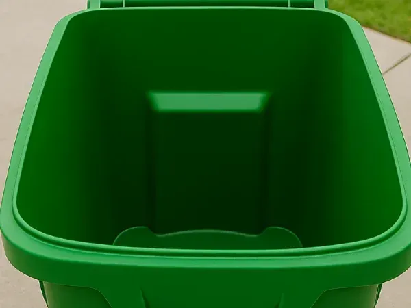 Clean green trash bin after deep cleaning showing spotless interior  happy-customer-at-margaritaville.webp
