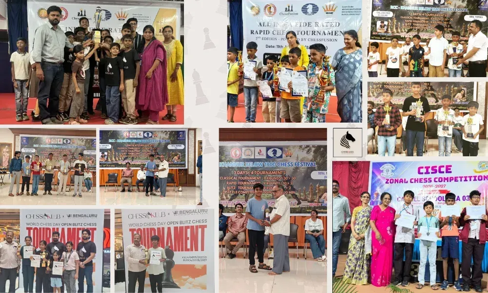 CHESS KLUB Ananth Nagar students and coaches proudly displaying trophies, medals, and FIDE rating certificates from the July 2026 tournaments.