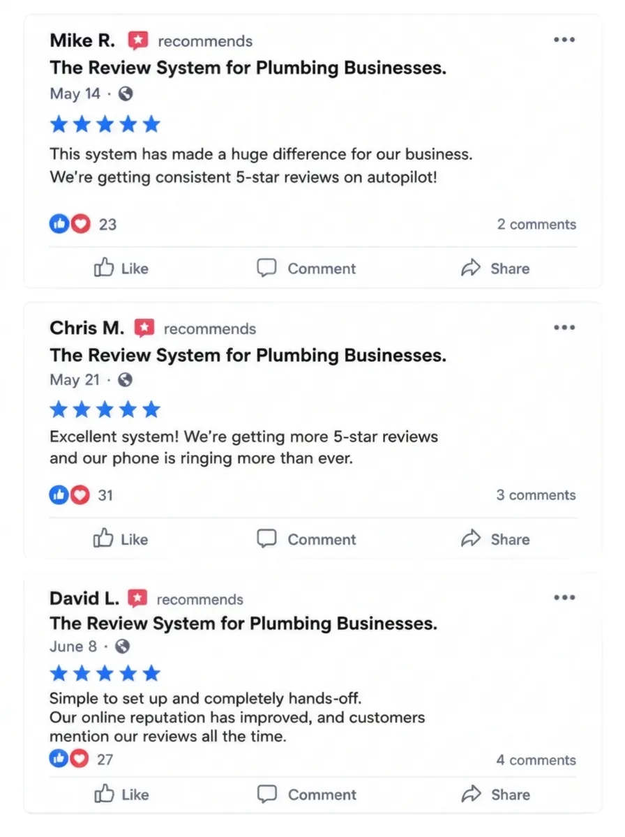 Plumbing business owner reviews of the Plumber Review System