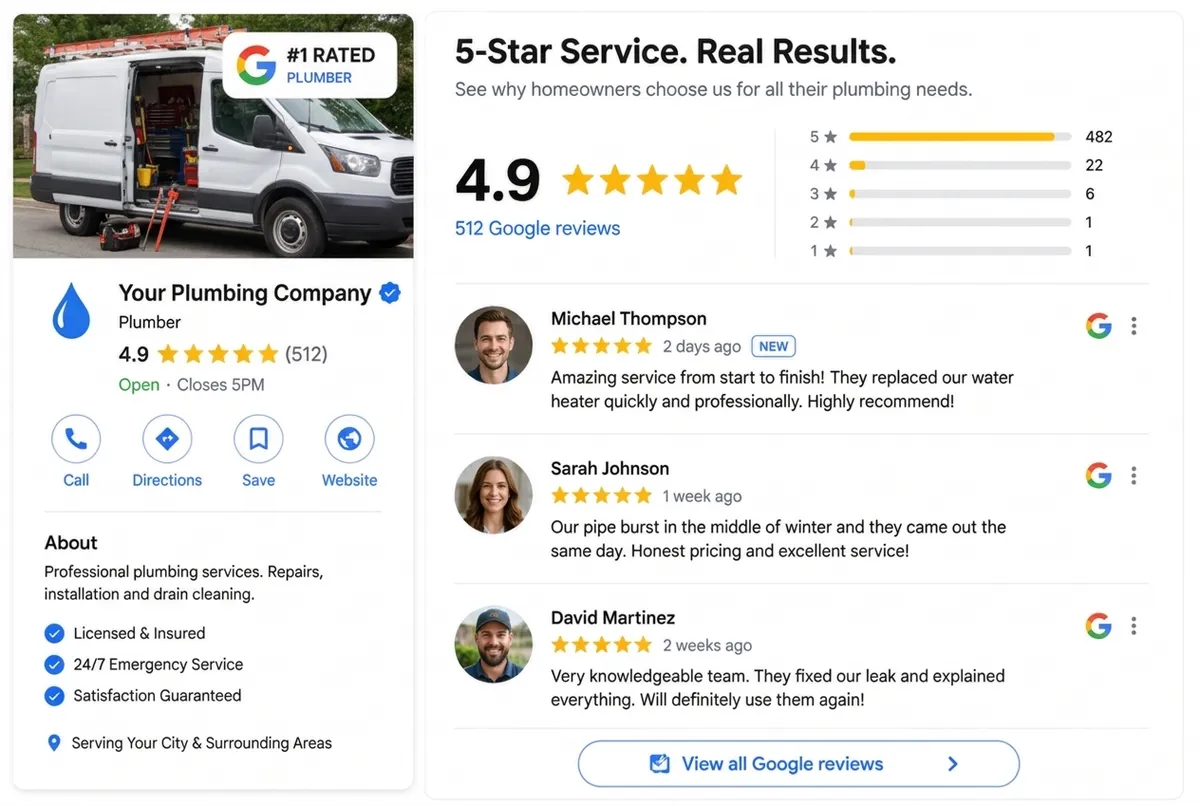 Google Business Profile for a plumbing company