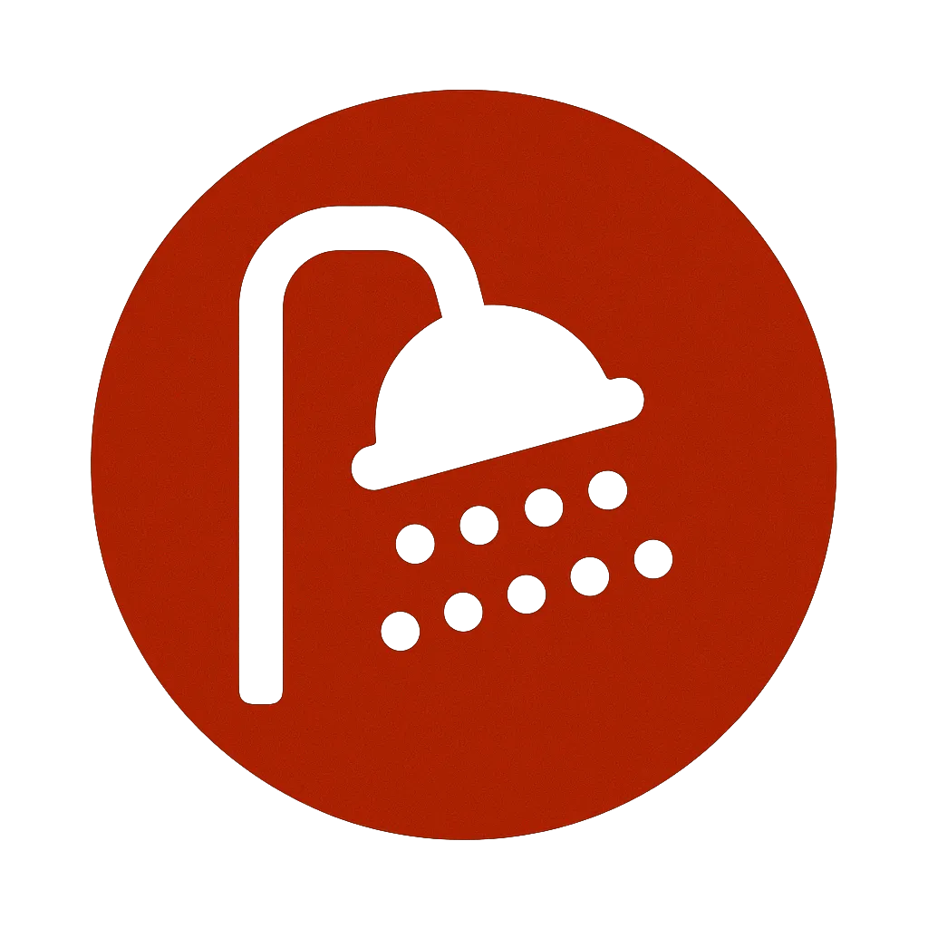 Clean restroom and shower facilities with modern fixtures at Possum Kingdom RV Resort