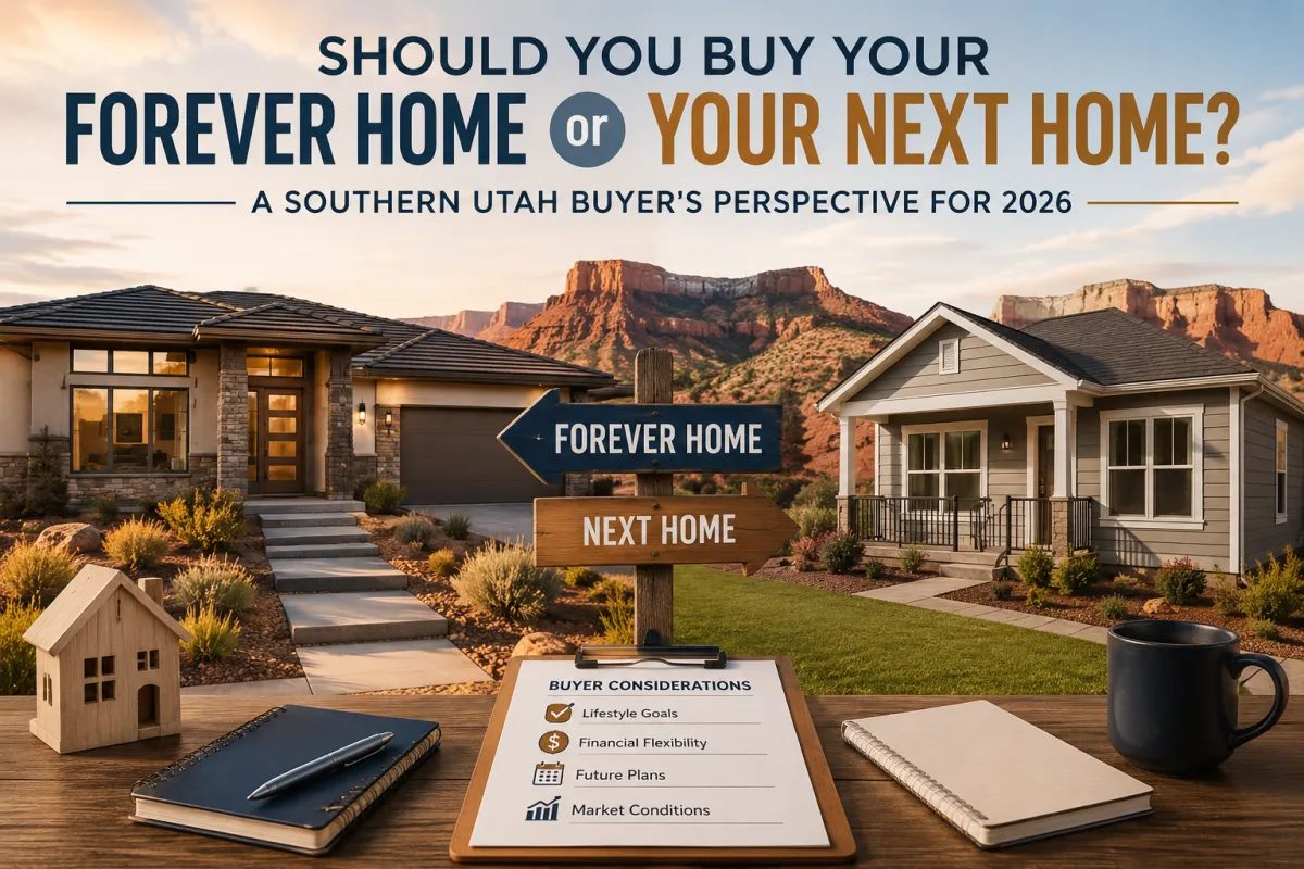 Modern Southern Utah home surrounded by scenic mountains representing smart home buying decisions for buyers in Cedar City and nearby communities
