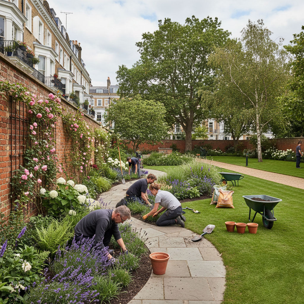 Planting and border creation in a London garden