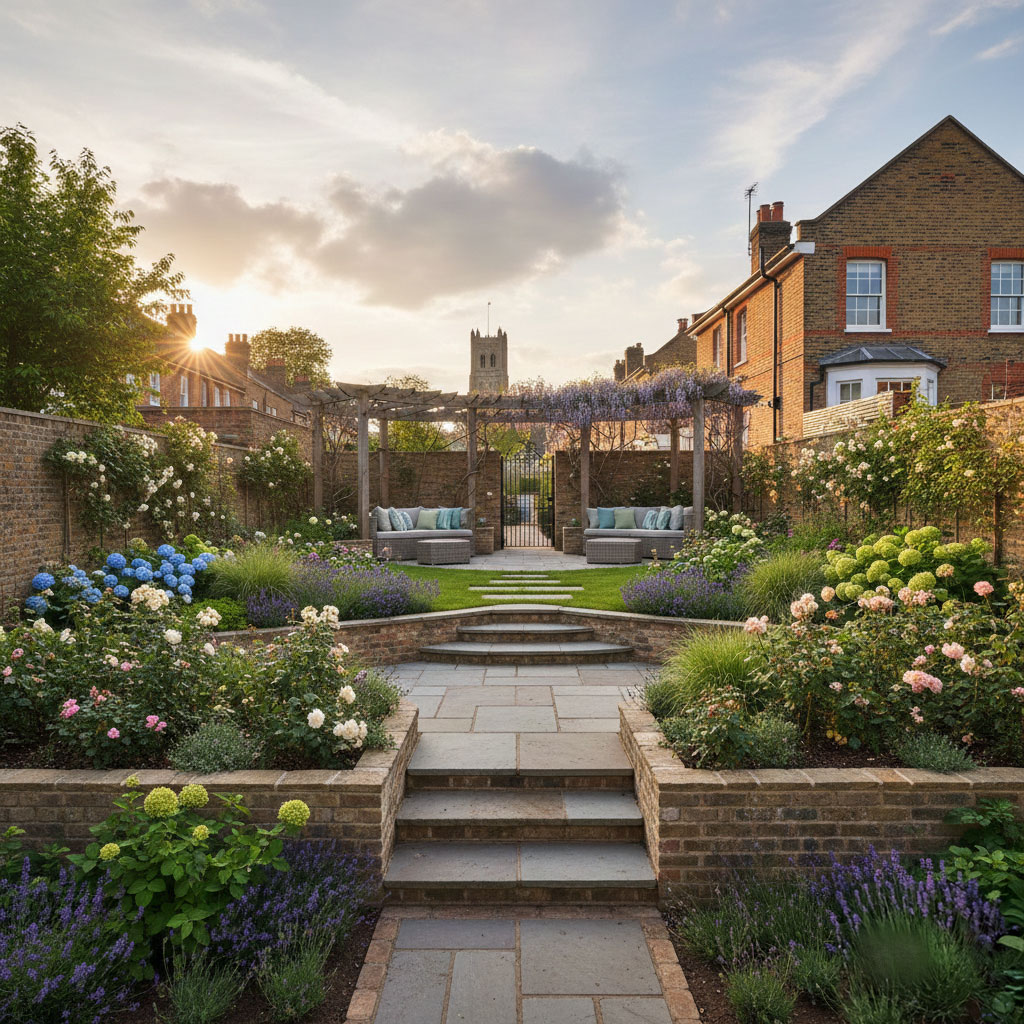 Completed garden design and landscaping project in London