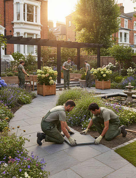 Completed garden landscaping project by Monterra SL