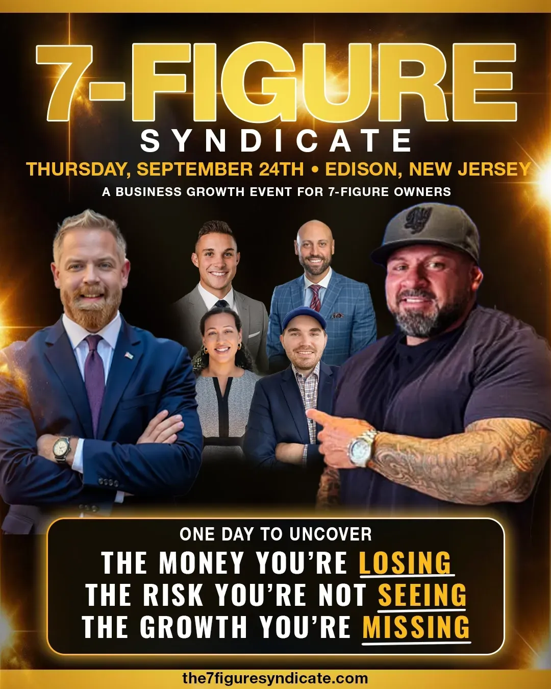 7 Figure Syndicate event flyer — a mastermind for elite business builders, Thursday September 24th, New Jersey, featuring speakers Steve Fantasia and Dan Sachkowsky"alt="7 Figure Syndicate event flyer — a mastermind for elite business builders, Thursday September 24th, New Jersey, featuring speakers Steve Fantasia and Dan Sachkowsky
