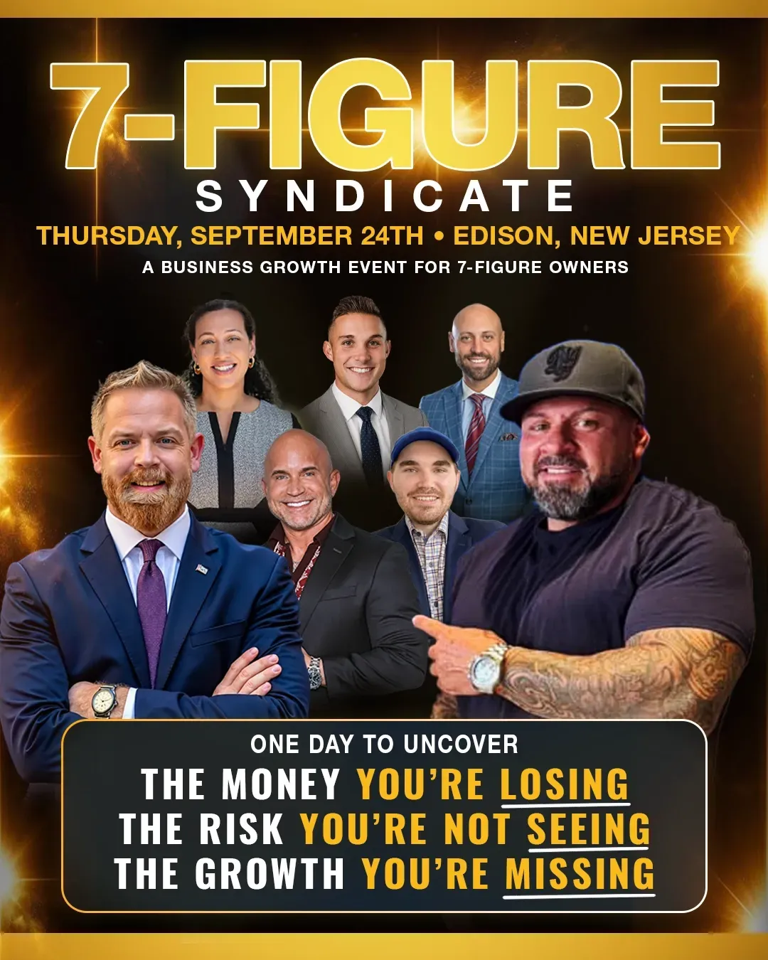 7 Figure Syndicate event flyer — a mastermind for elite business builders, Thursday September 24th, New Jersey, featuring speakers Steve Fantasia and Dan Sachkowsky"alt="7 Figure Syndicate event flyer — a mastermind for elite business builders, Thursday September 24th, New Jersey, featuring speakers Steve Fantasia and Dan Sachkowsky