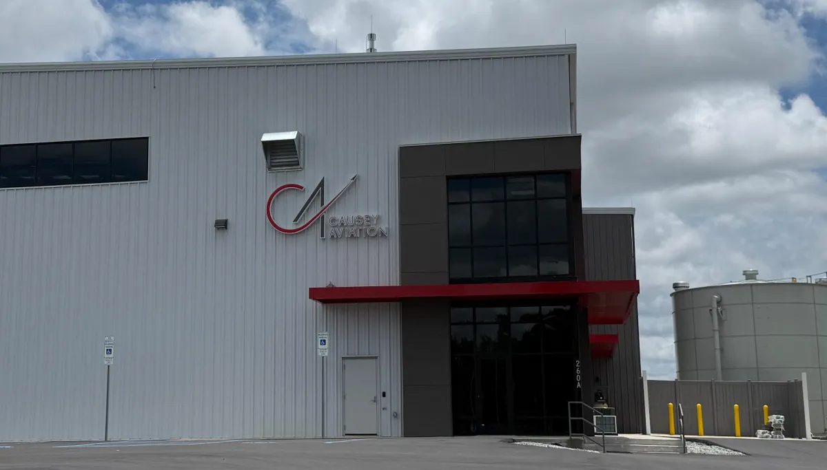 Modern aircraft hangar at Causey Aviation Greensboro North Carolina