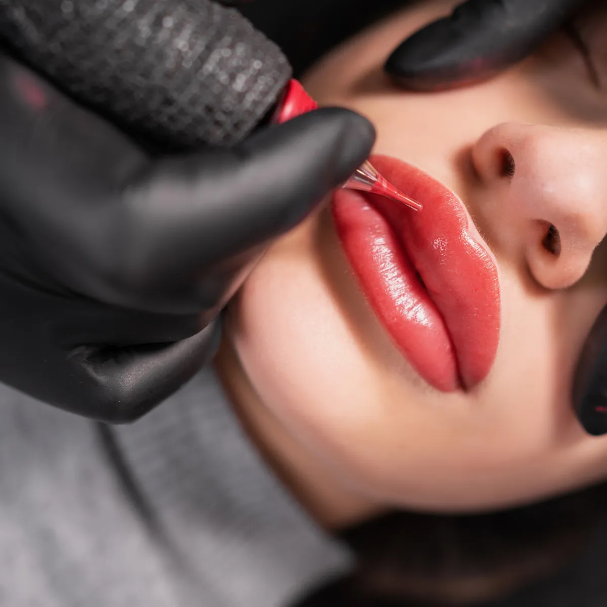 Lip blushing healing stages and color progression