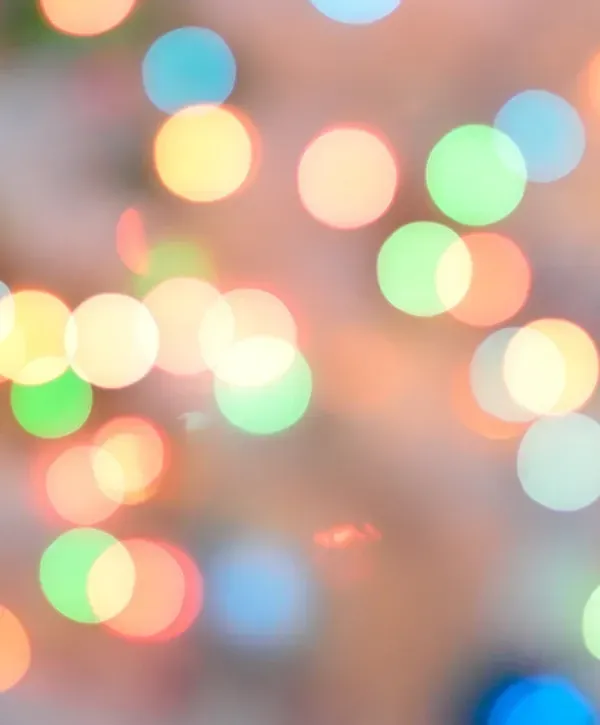 Colorful blurred Christmas lights creating a festive bokeh background in Brownsburg, Indiana.