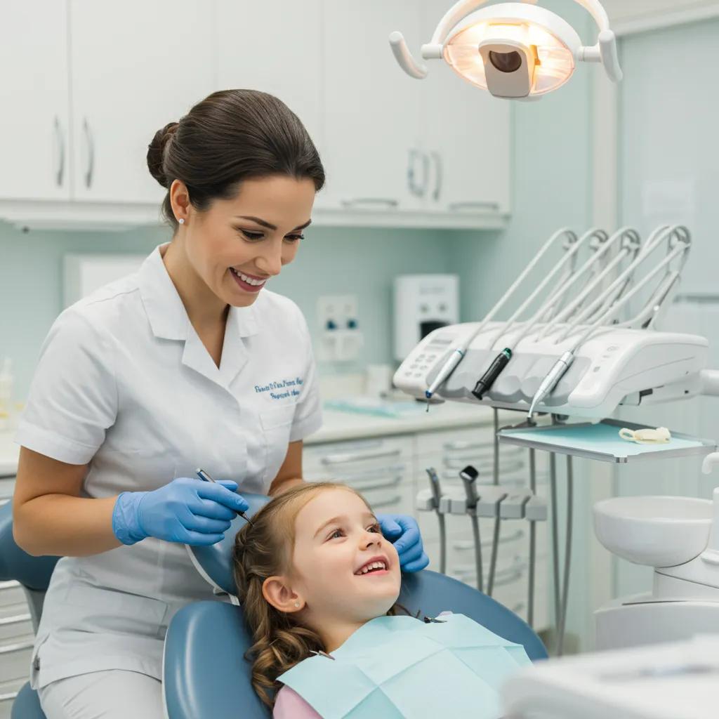 dentist doing dental work on child
