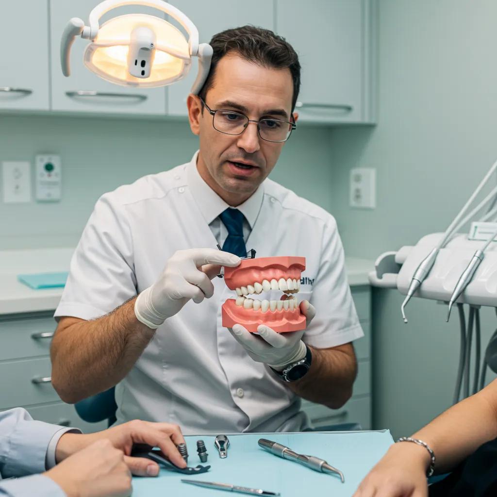 dentist showing dental mold