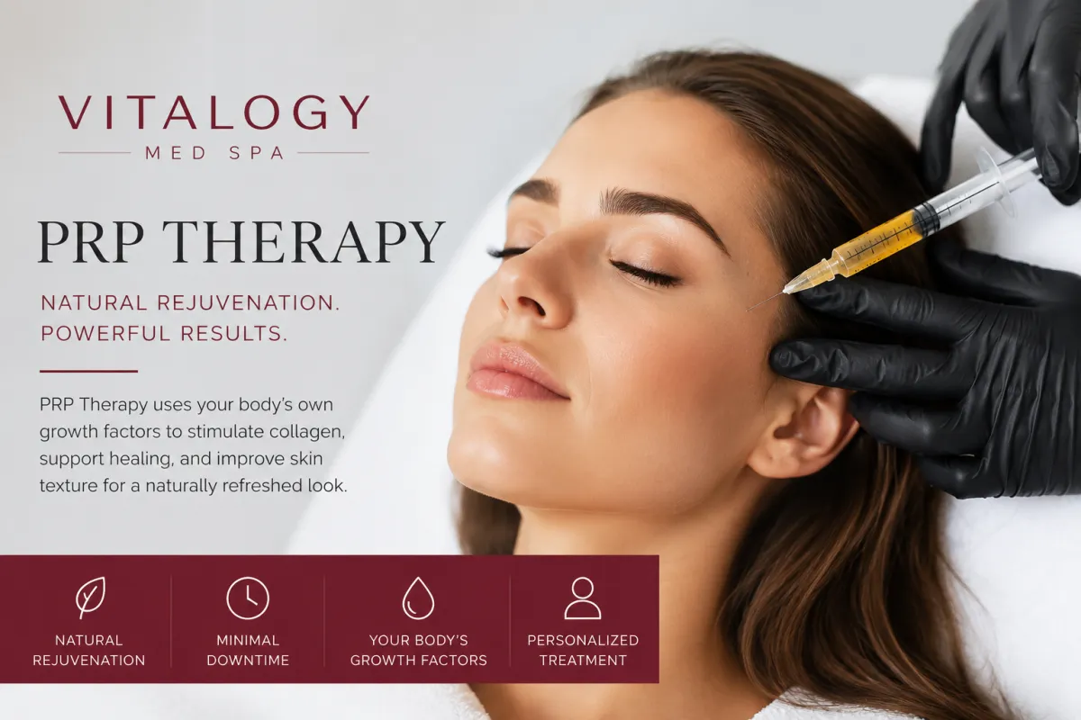 Vitology Med Spa: PRP therapy for natural skin rejuvenation and collagen stimulation.