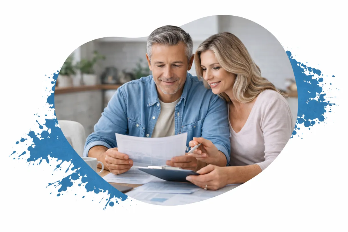 couple reviewing their retirement income statements