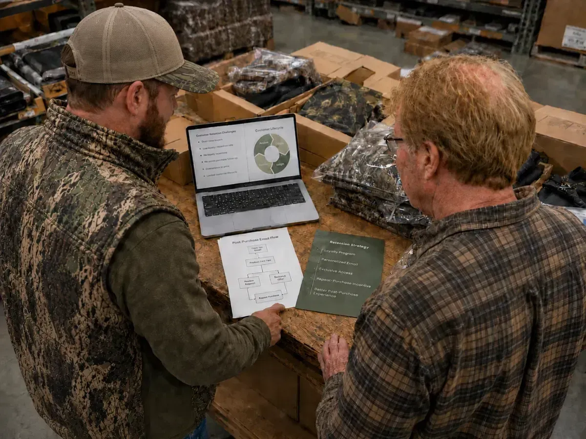 Marketing specialist analyzing retention rate and customer lifetime value dashboard representing customer retention marketing and ecommerce optimization services