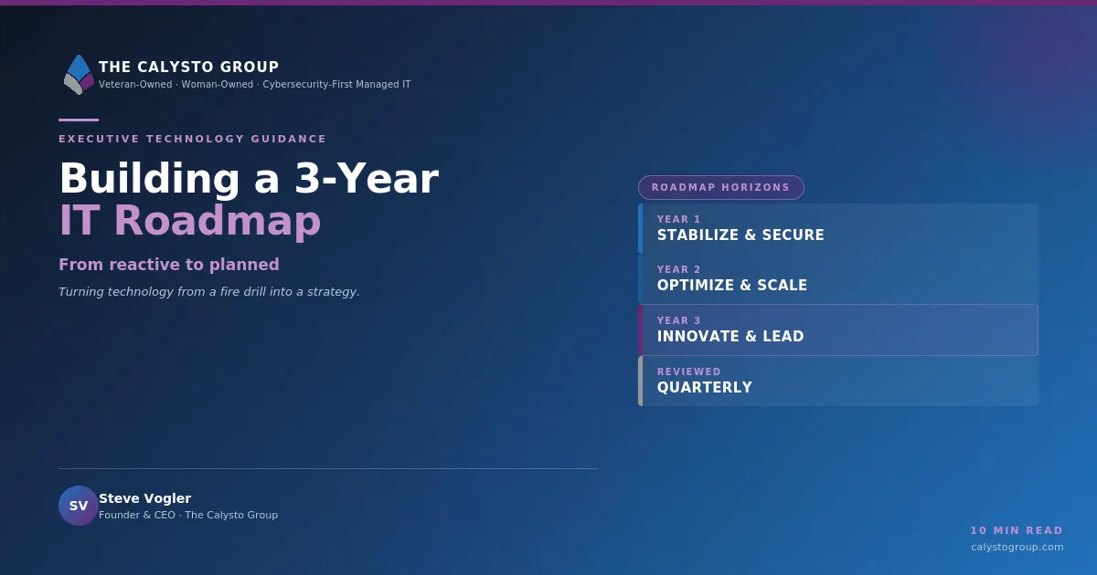 IT strategist presenting a multi-year technology roadmap in a modern conference room