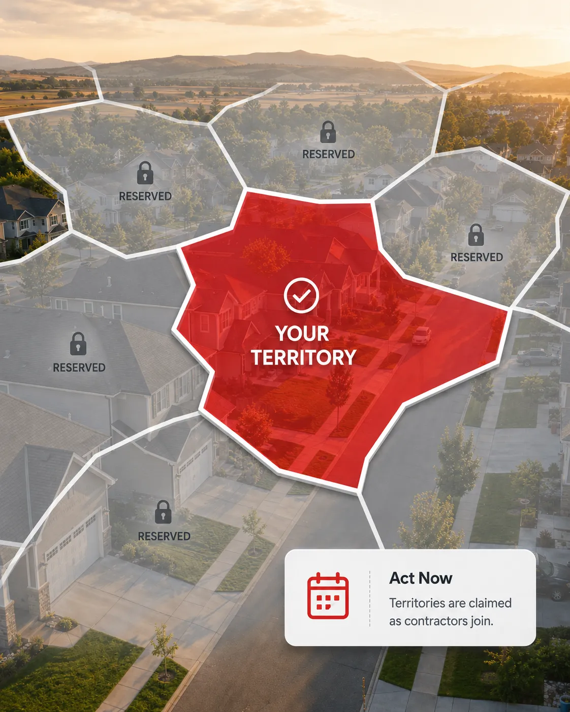 Suburban neighborhood aerial showcasing potential garage floor coating market