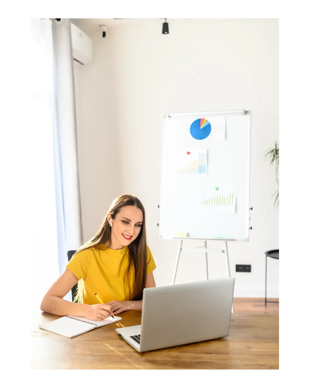 Woman working online