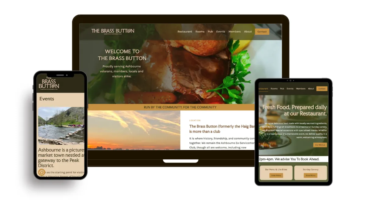 The Brass Button website, Ashbourne