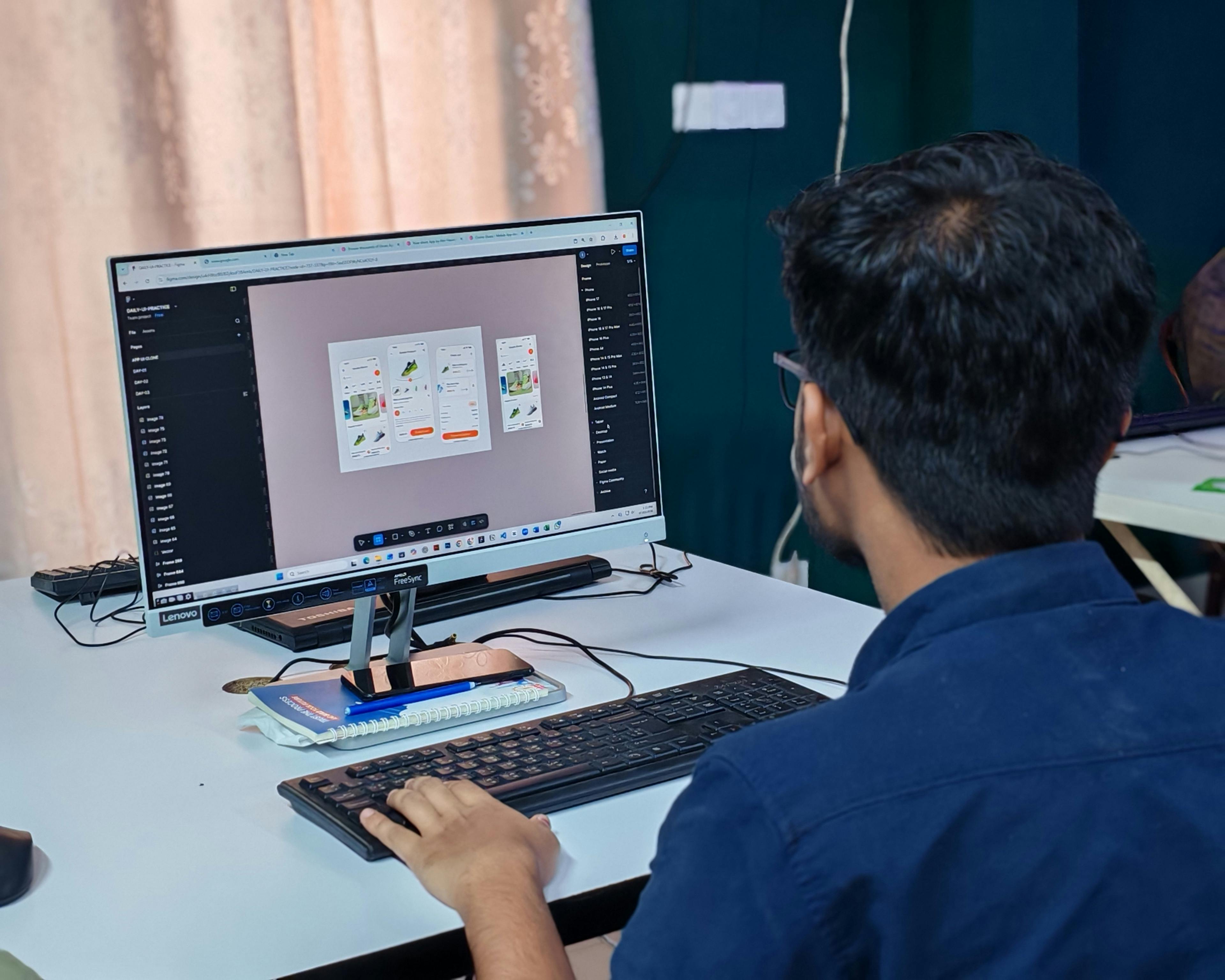Man working on software