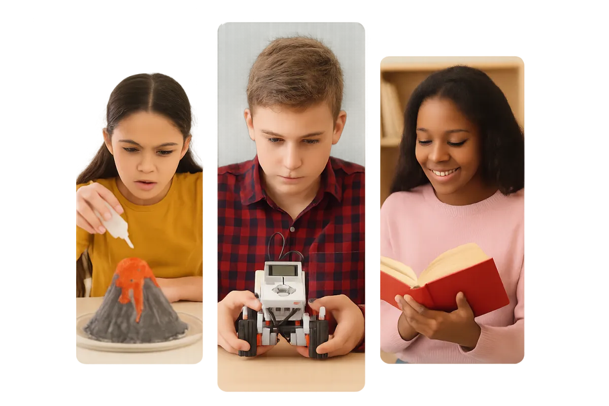 3 Children with school assignments