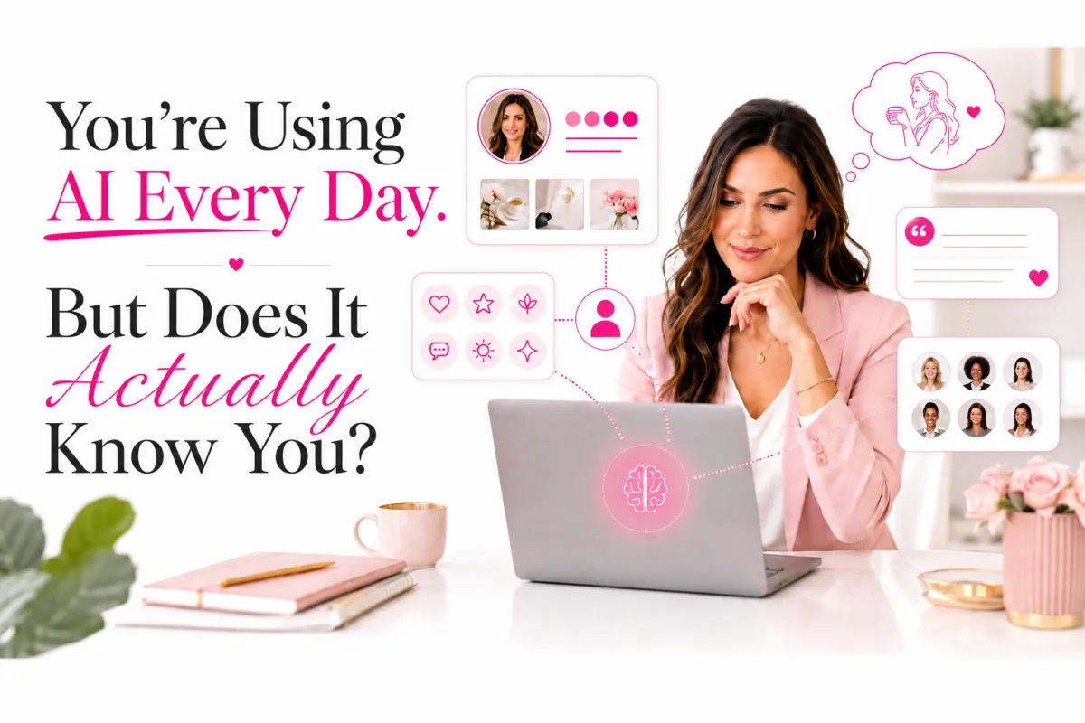 woman sitting at her laptop AI generated, blog thumbnail