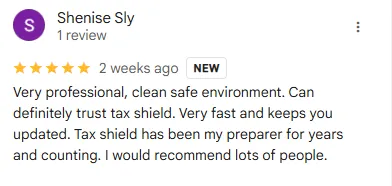 Taxshield service New Orleans Google review 1