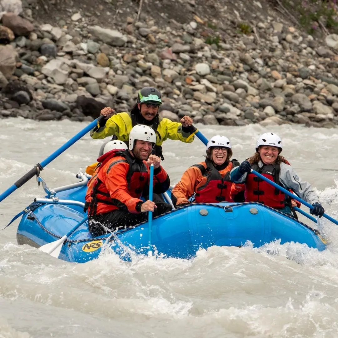 Smiling rafters on Kennicott River