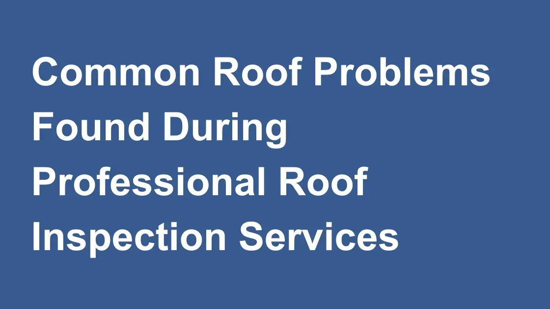 Common Roof Problems Found During Professional Roof Inspection Services
