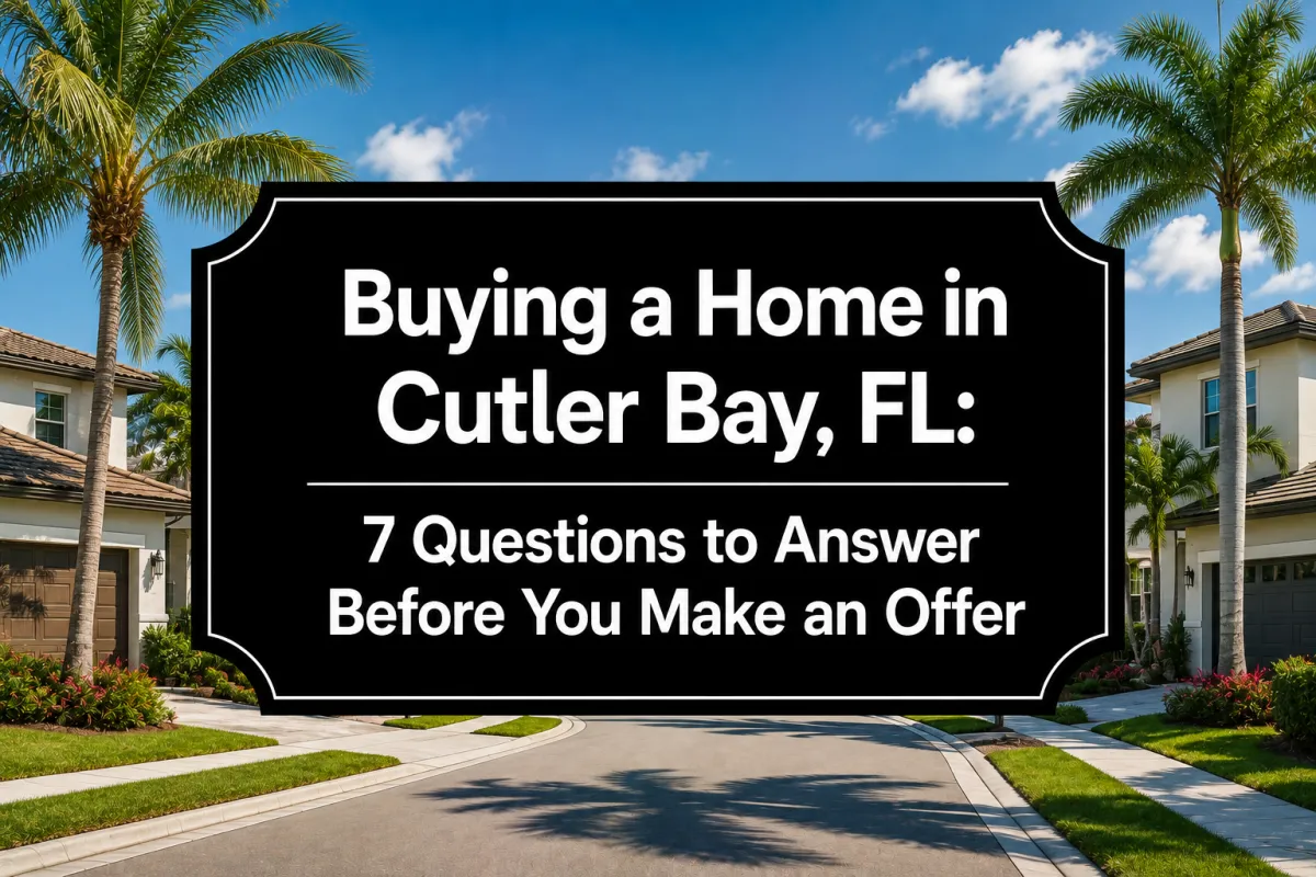 Buying a home in Cutler Bay, FL and questions to answer before making an offer