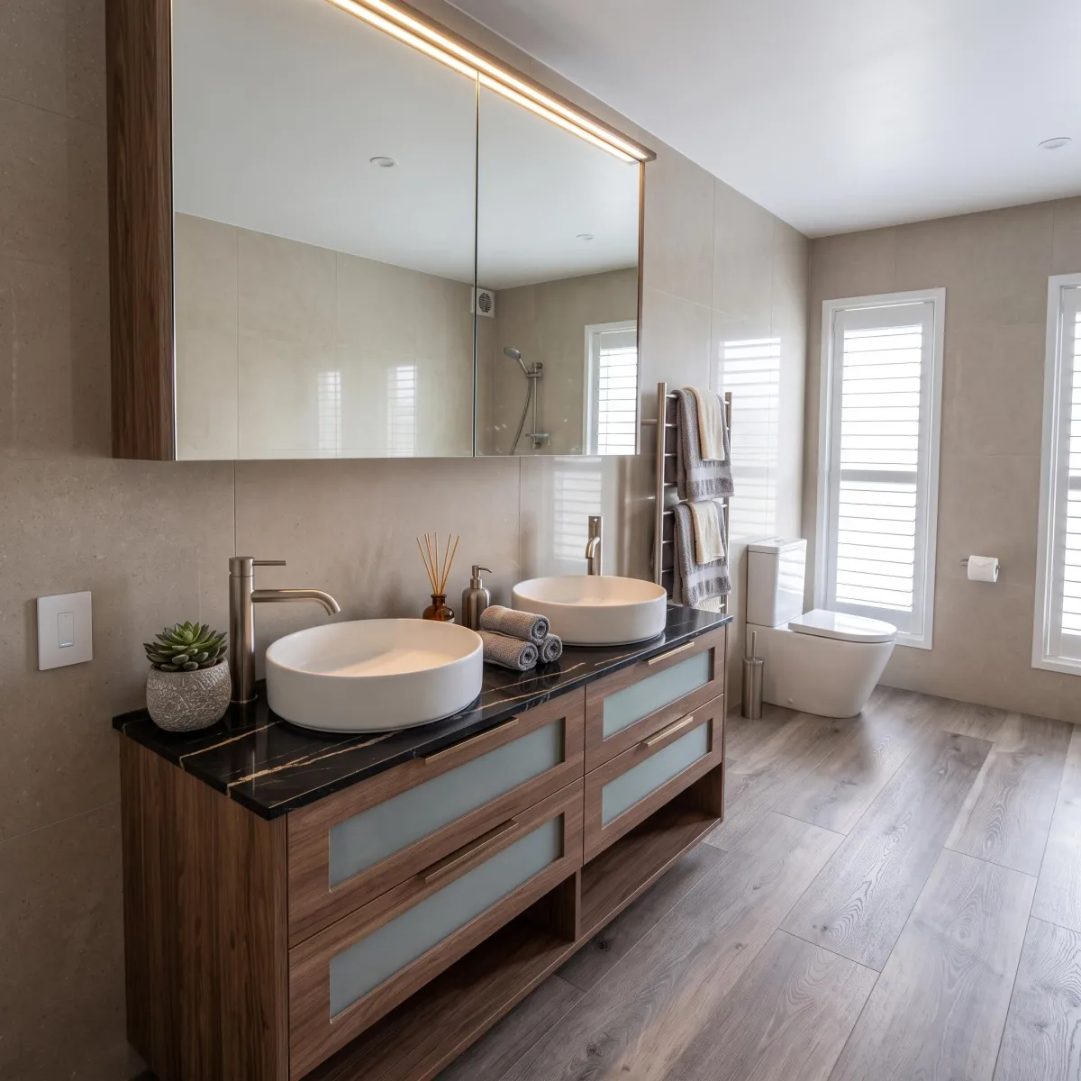 Double vanity bathroom renovation, West Harbour, by Ascend Plumbing