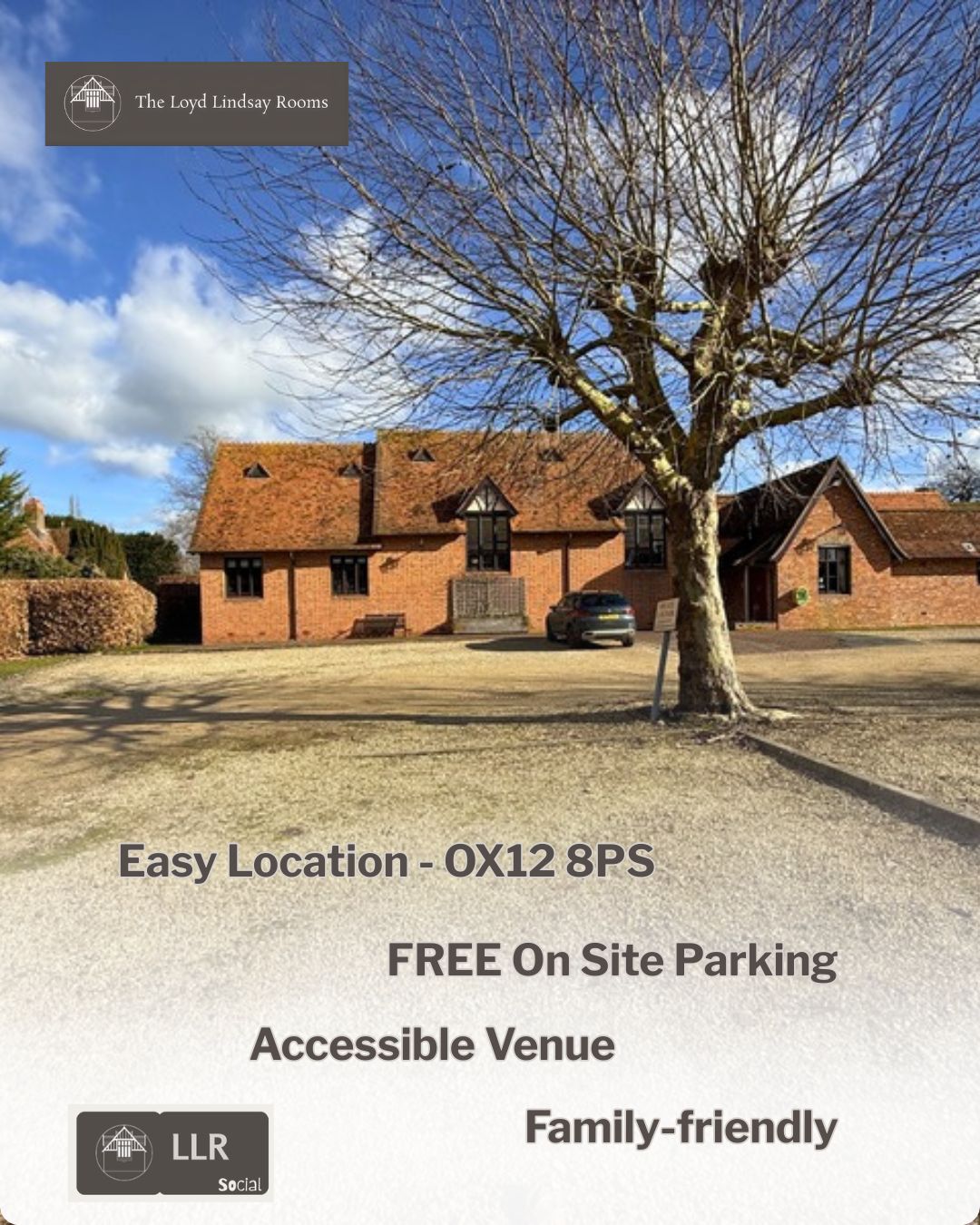 Loyd Lindsay Rooms large free car parking in Ardington