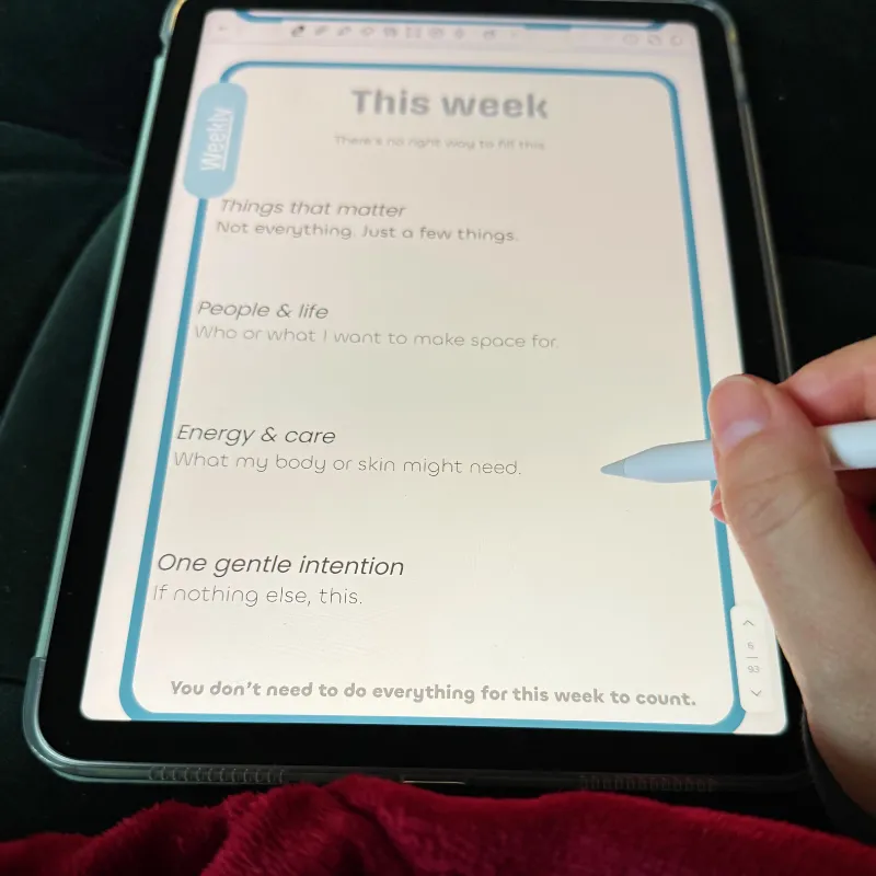Ipad with The Sugar Era Planner 'This Week' page being edited